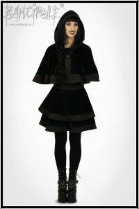 "Stella" Cape mit Kapuze - schwarz